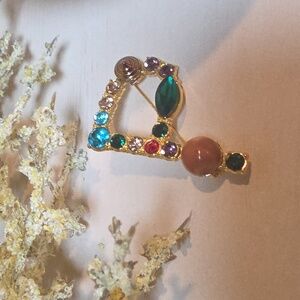 Letter P Initial Name letter Jeweled Multicolor Brooch Personalized Gift | NWOT